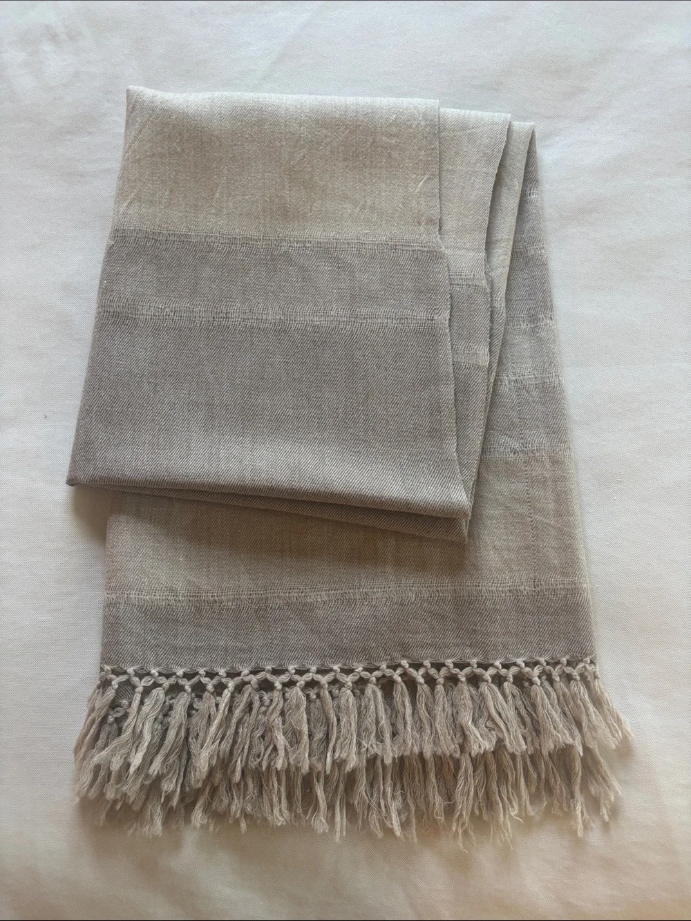 Cream Fringe Merino Wool Throw - Home Accents
